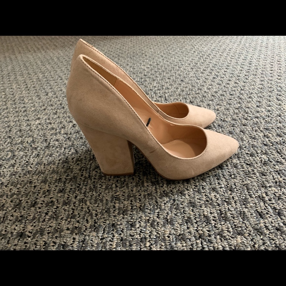 Express Suede Nude Heels - Size 7
